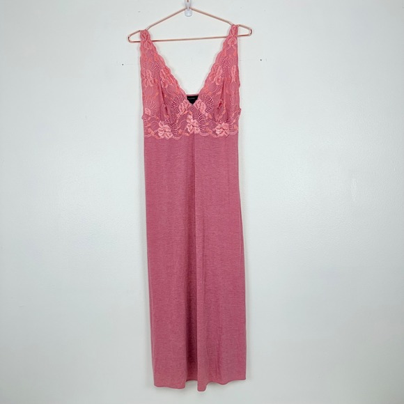 Natori Zen Floral Lace Trim Chemise Nightgown Size XL Pink Cotton Modal Midi - Picture 13 of 14
